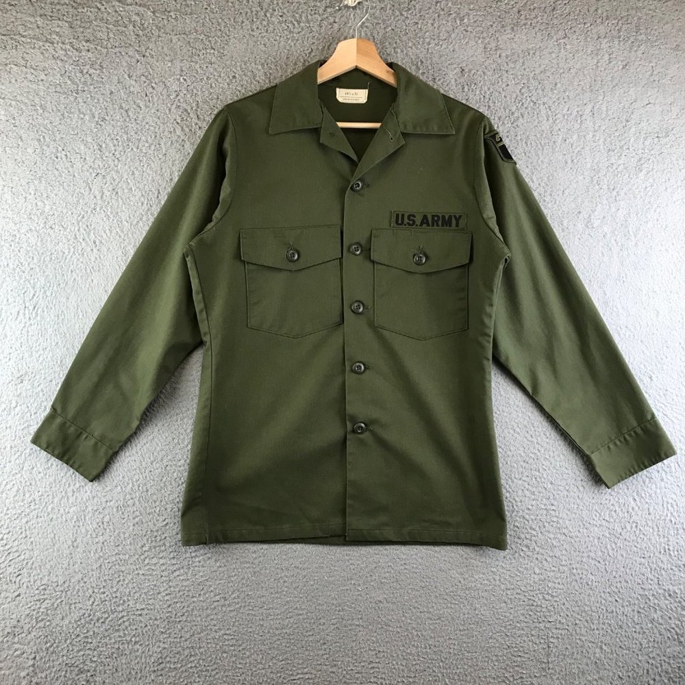 Vintage US Army Military Utility Shirt Men's 14 1/2 x 31‎ Shade 507 70s